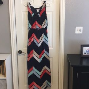 Navy maxi dress with multi colored detail